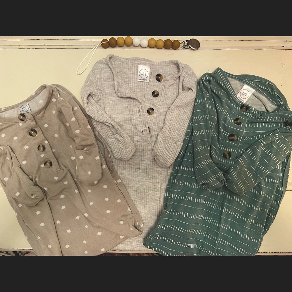 3 newborn Lou Lou gowns